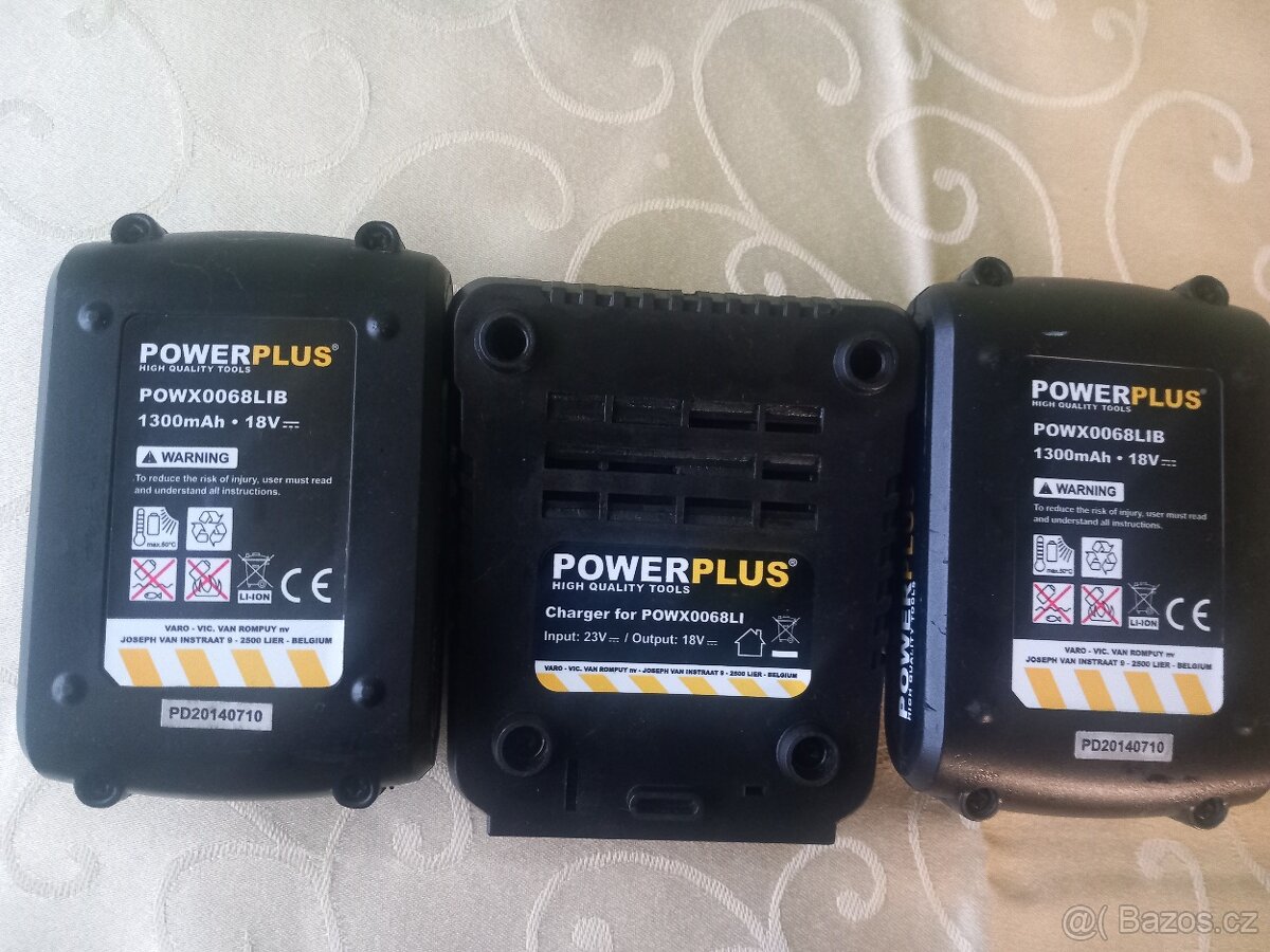 PowerPlus 18V 1300mAh, 2ks + nabíječka + napájecí kabel - 3