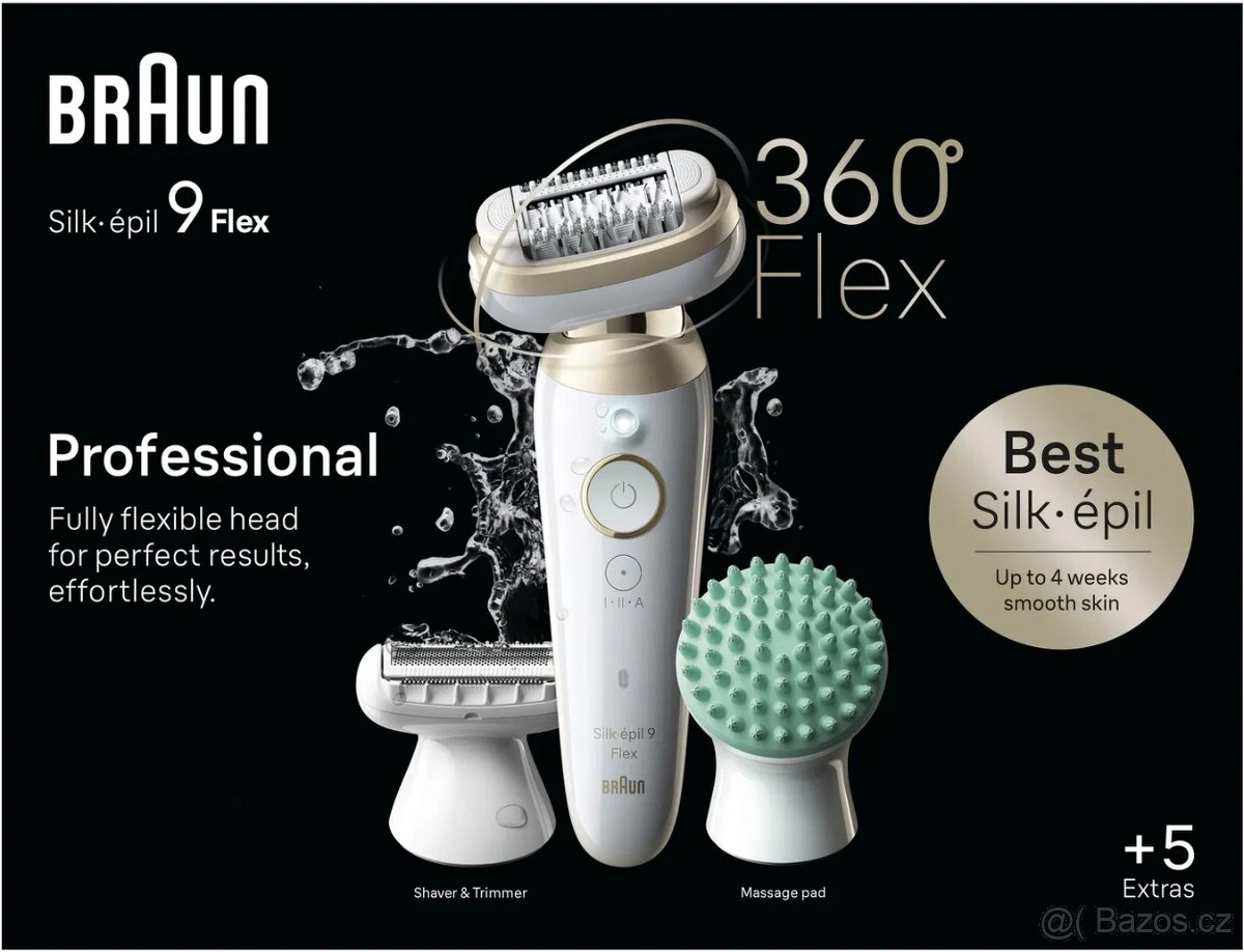 Braun Silk·épil 9 Flex 9-071 3D, Bílý/Zlatý - 3