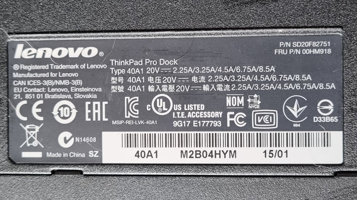 Dokovací stanice Lenovo ThinkPad pro Dock - 3