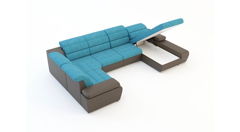 Sedací souprava roh.rozkládací s úl. prostorem velká do U - 3