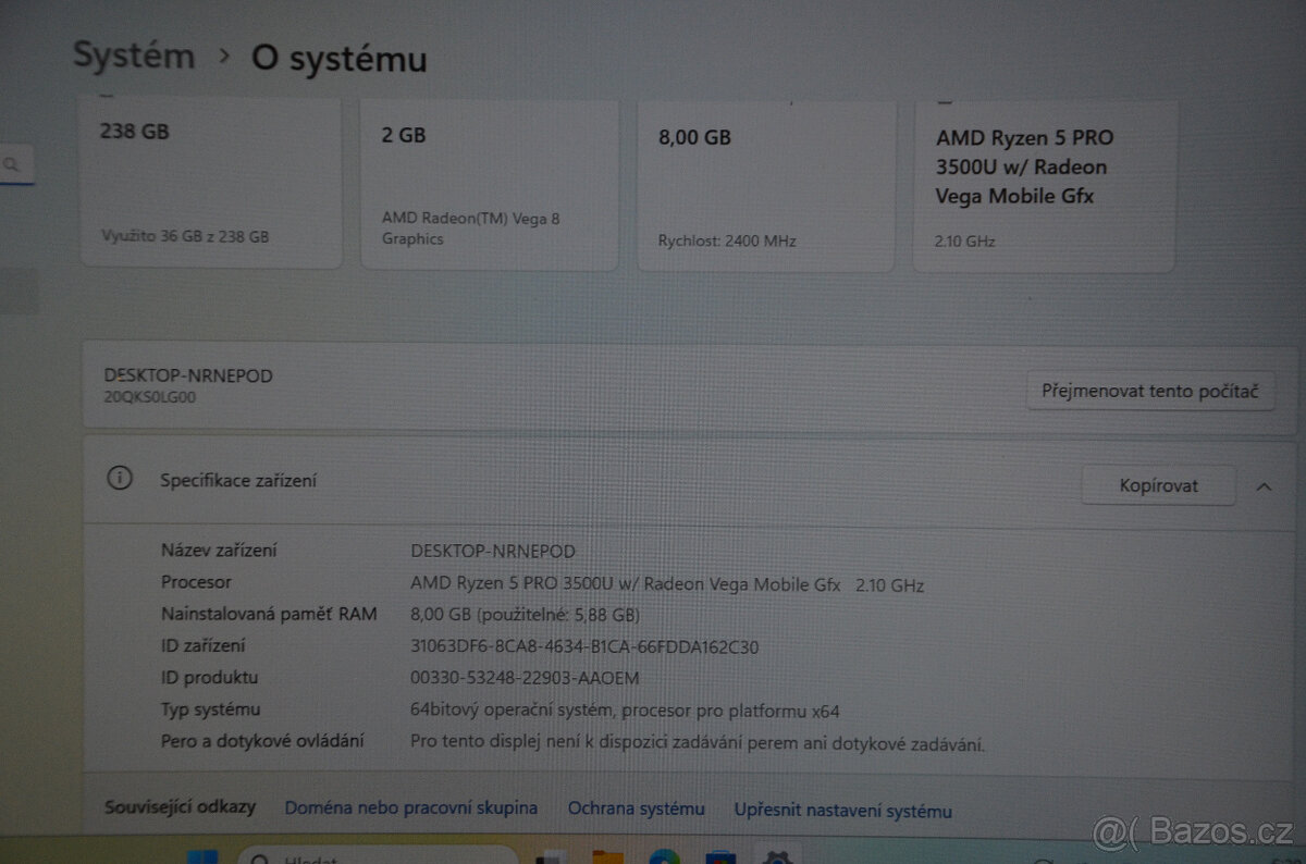 Lenovo TP T495s Ryzen5/8GB/SSD 256GB NVMe/záruka - 3
