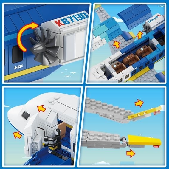 Dětská stavebnice Letadlo s terminálem 711 dílků B0D3KV44NQ - 3