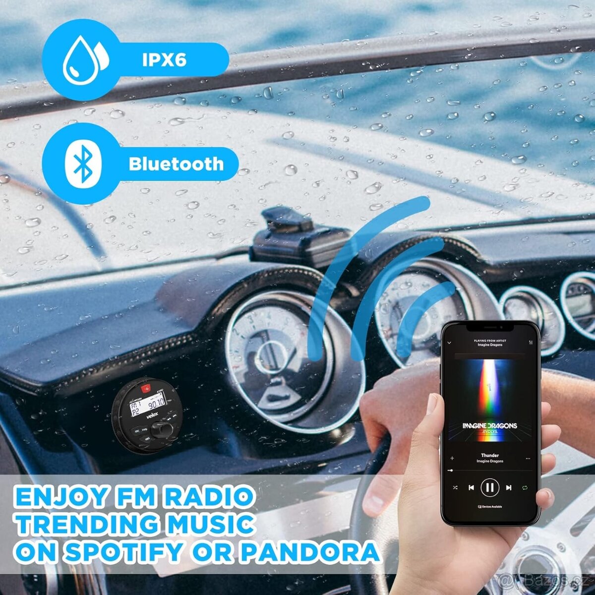 VELEX 163D autorádio voděodolné IPX6,DAB,Bluetooth,FM,USB 4x - 3