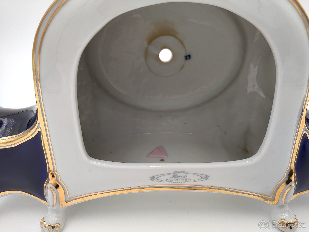 Krásné staré luxusní porcelánové torzo hodin Royal Dux - 3