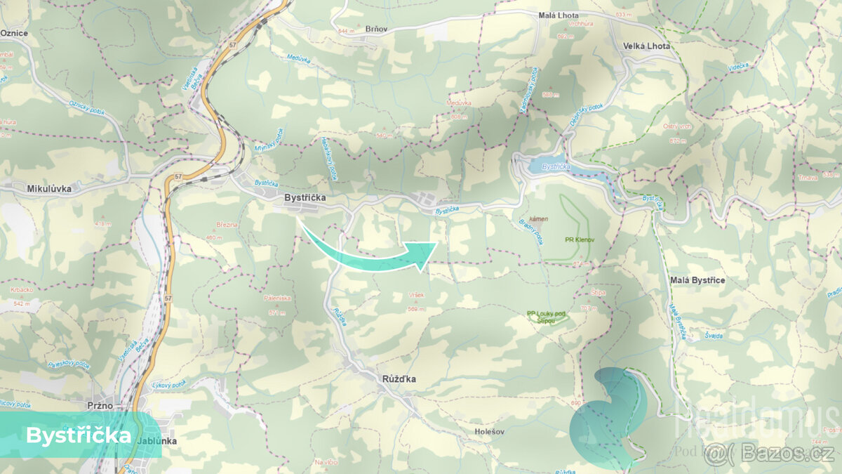 Prodej, les, Bystřička II, LV 1062, 4/10 - 3