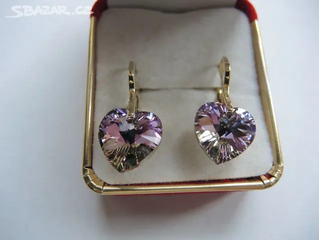 Náušnice Swarovski srdíčka Vitrail Ligh - 3