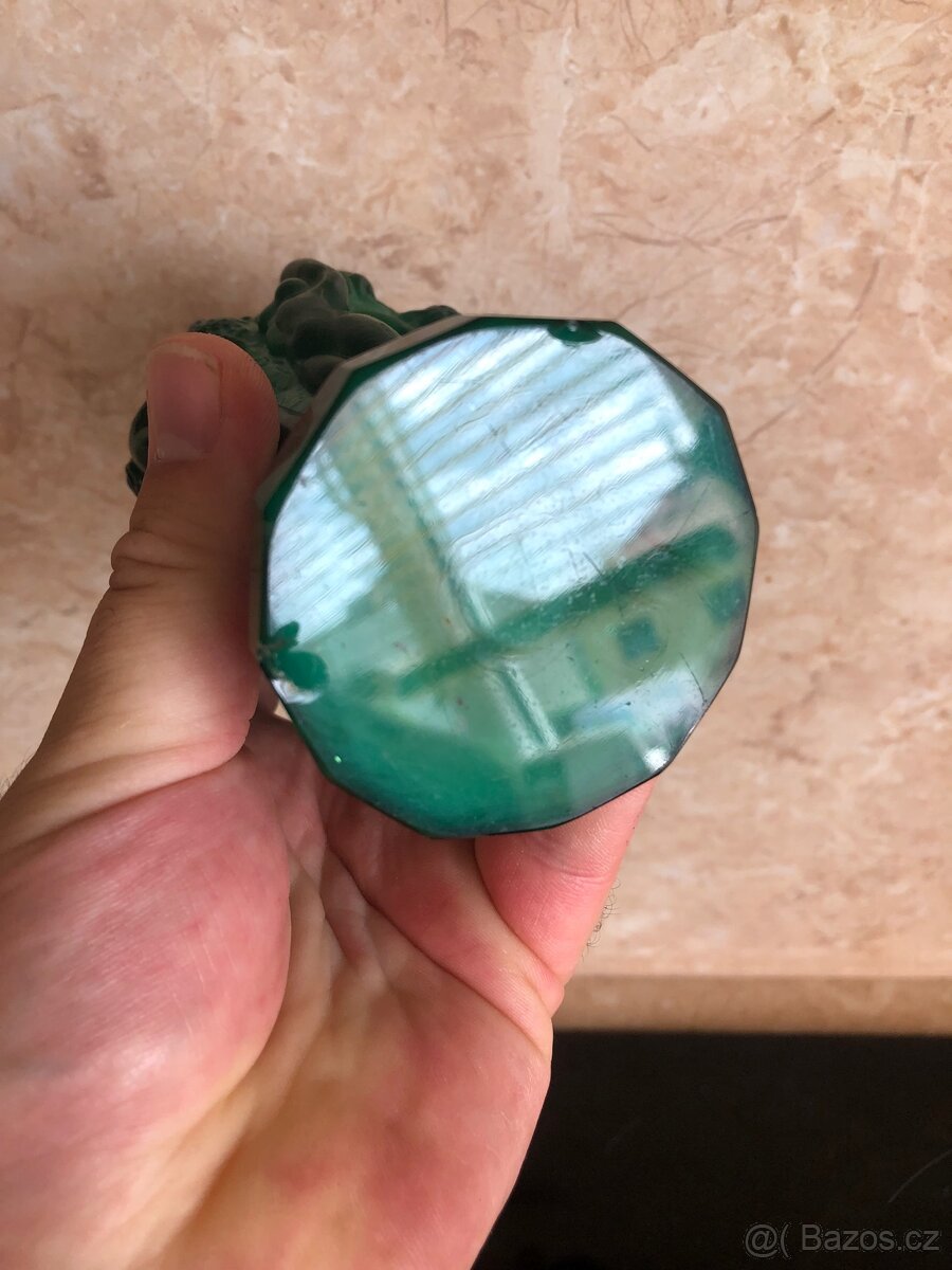 Váza a popelník malachitové sklo. - 3