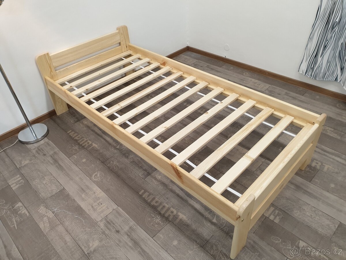 Jednolůžková postel 80x200 Borovice s roštem - 3