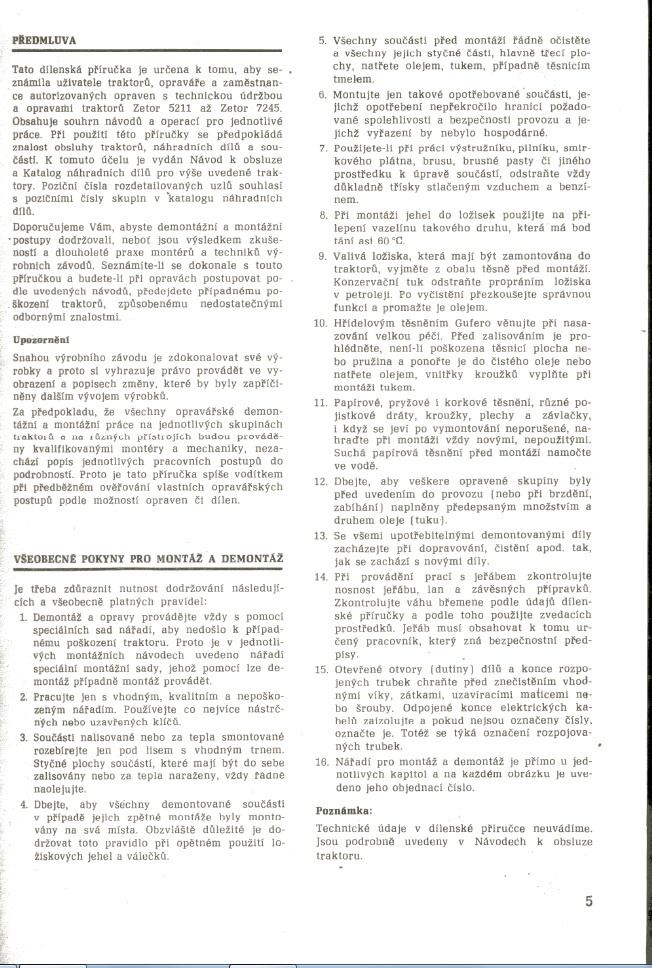 Zetor 5211-7245 dílenská příručka - 3