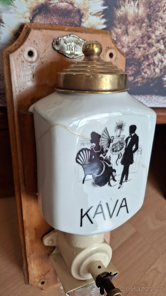 Nástěnný starožitný kafemlýnek zn.Garantie v rokoko stylu - 3