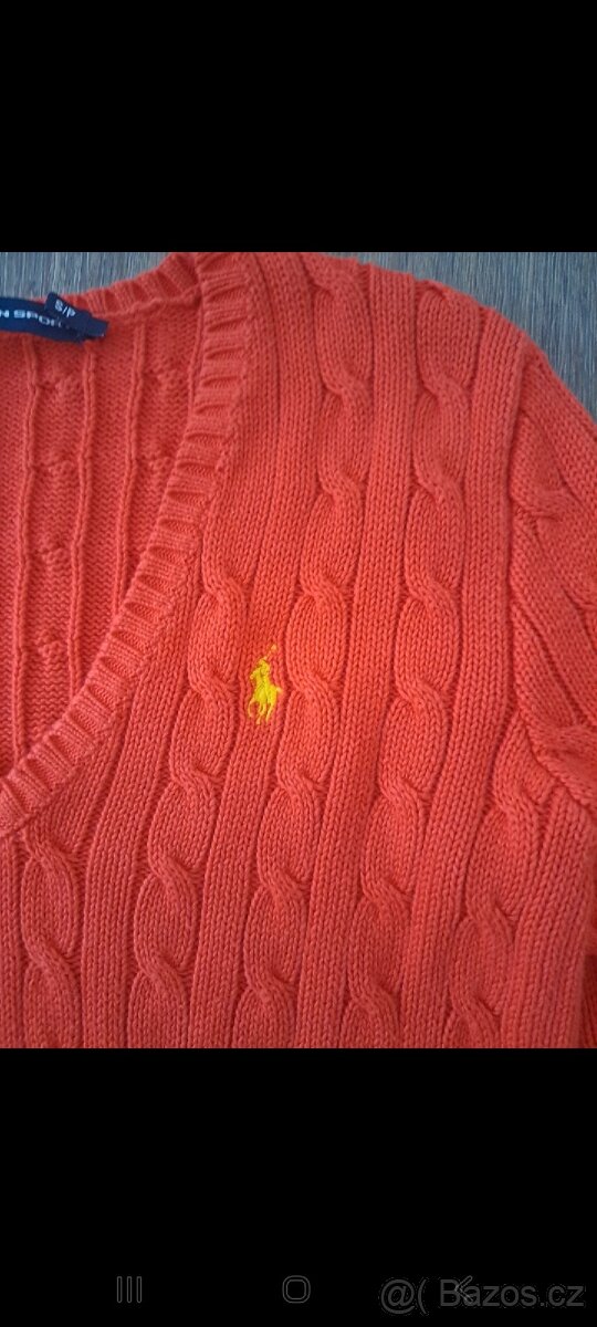 Oranžový pletený svetr značky Ralph Lauren - 3