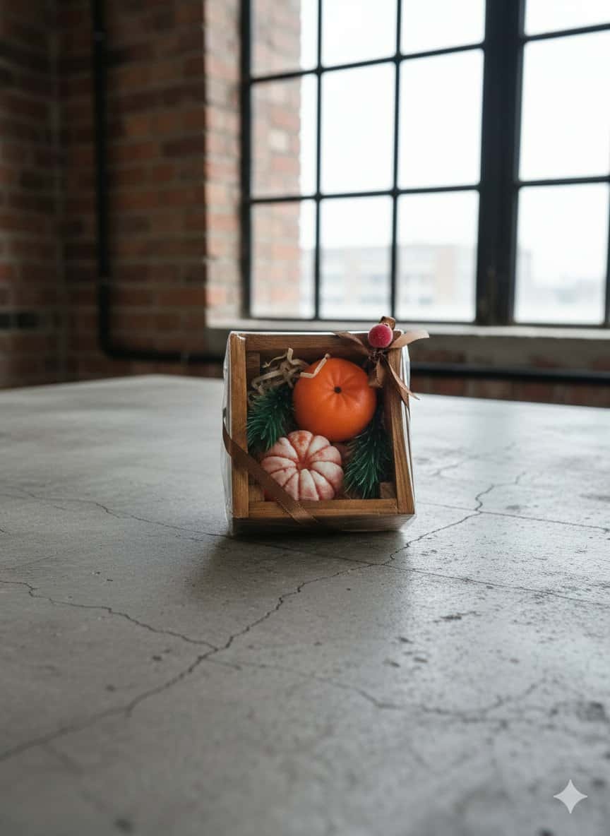 Mýdlo ve tvaru mandarinky v dřevené krabičce. - 3