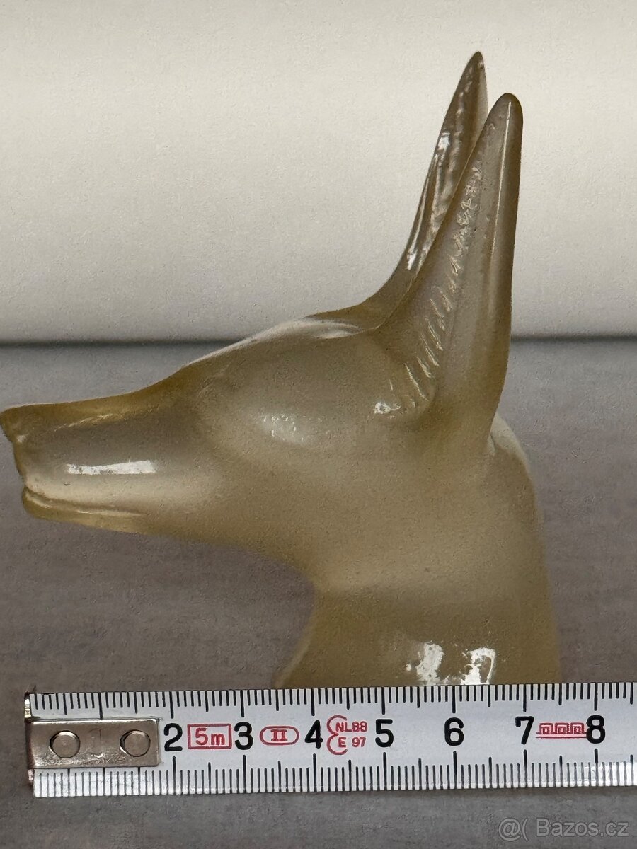 Skl. soška hlavy psa Anubis, světélkující zeleně - 3