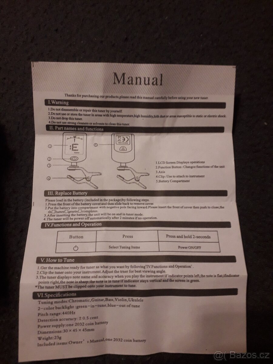 Digitální kytarová ladička, nová - 3