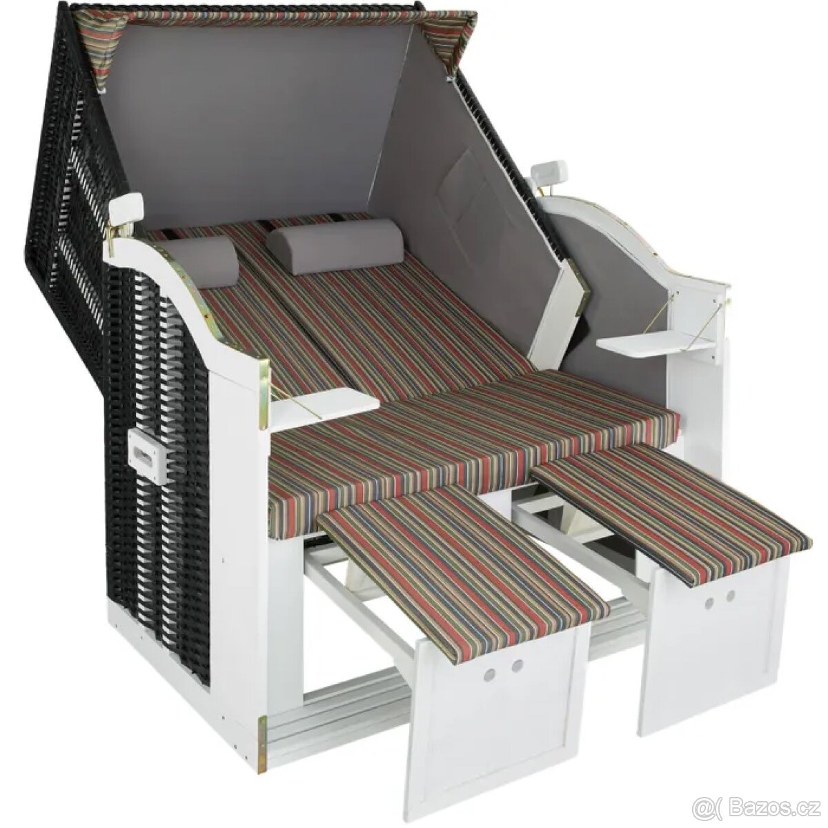 NOVÝ Plážový koš (ratanové lehátko) s polstrováním - 3