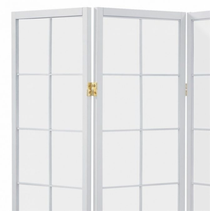 4 dílný dřevěný paravan bílý, černý - 3