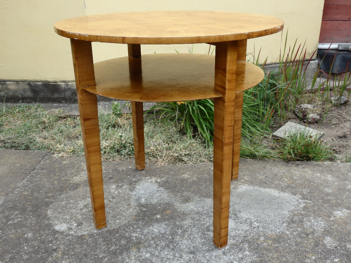 Starý dřevěný kulatý stůl - 3