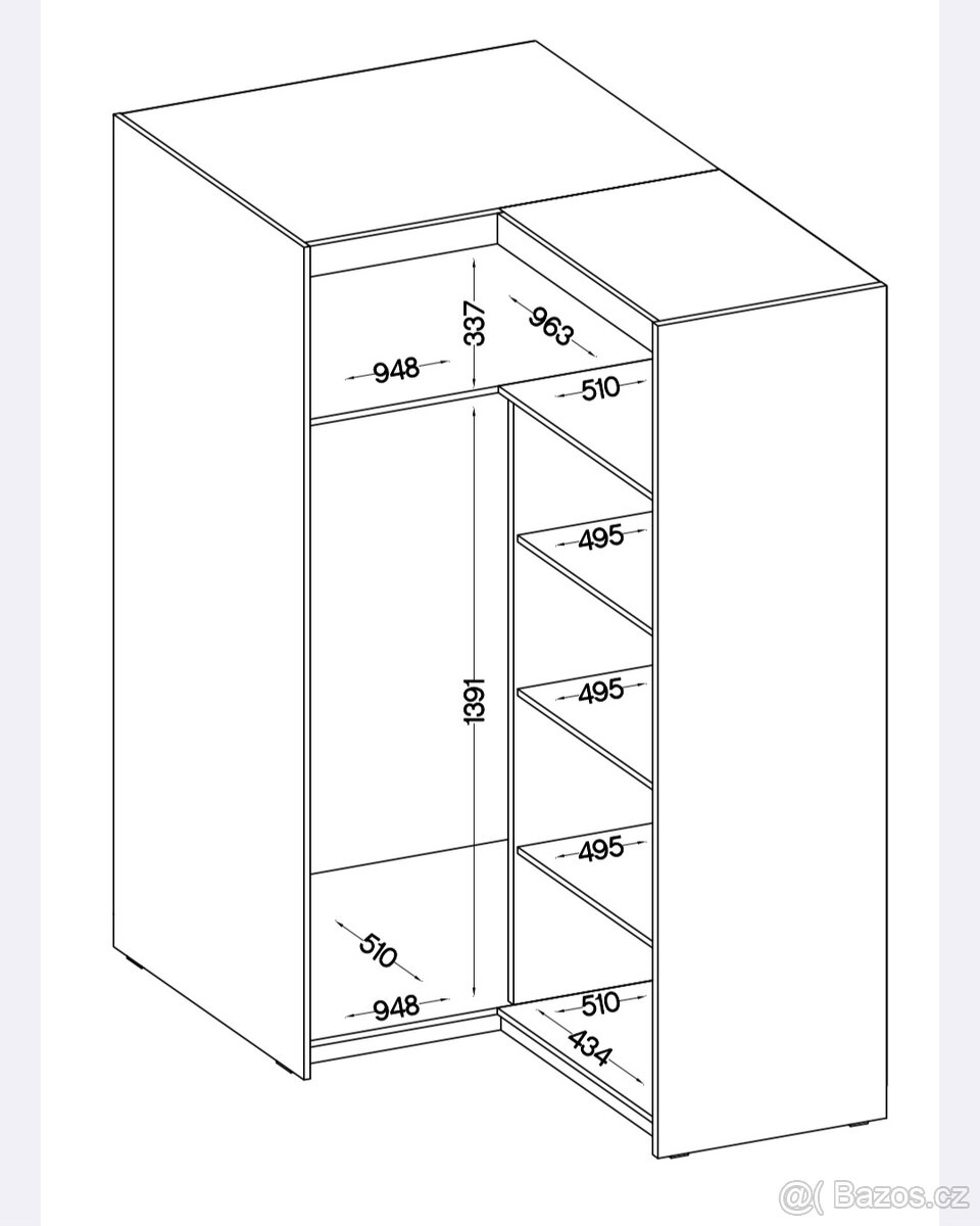 ROHOVÁ ŠATNÍ SKŘÍŇ DUB SONOMA - 3