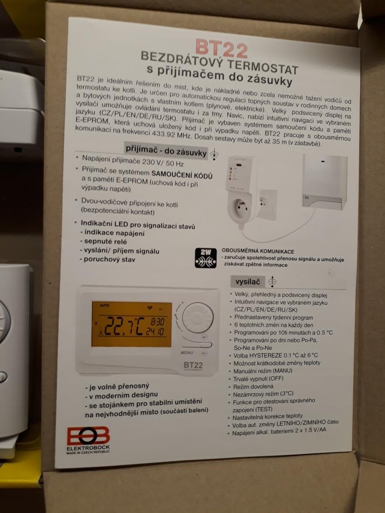 Bezdrátový termostat BT22 - 3