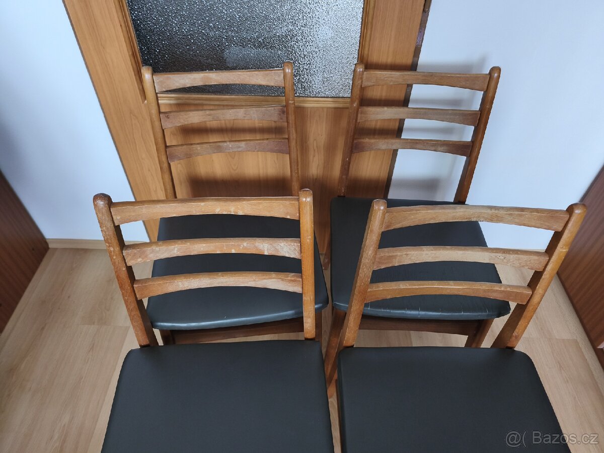 4x Židle s koženkovou sedačkou - 3