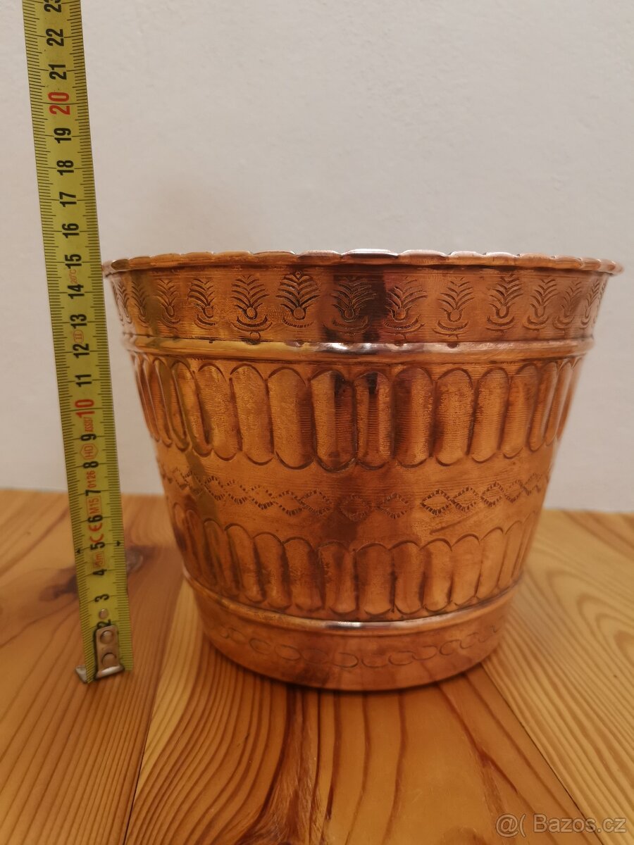 Retro měděný květináč - 3