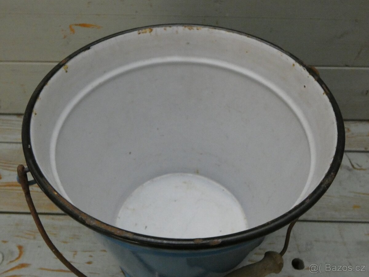 smaltovaný kbelík, modrý smalt - 3