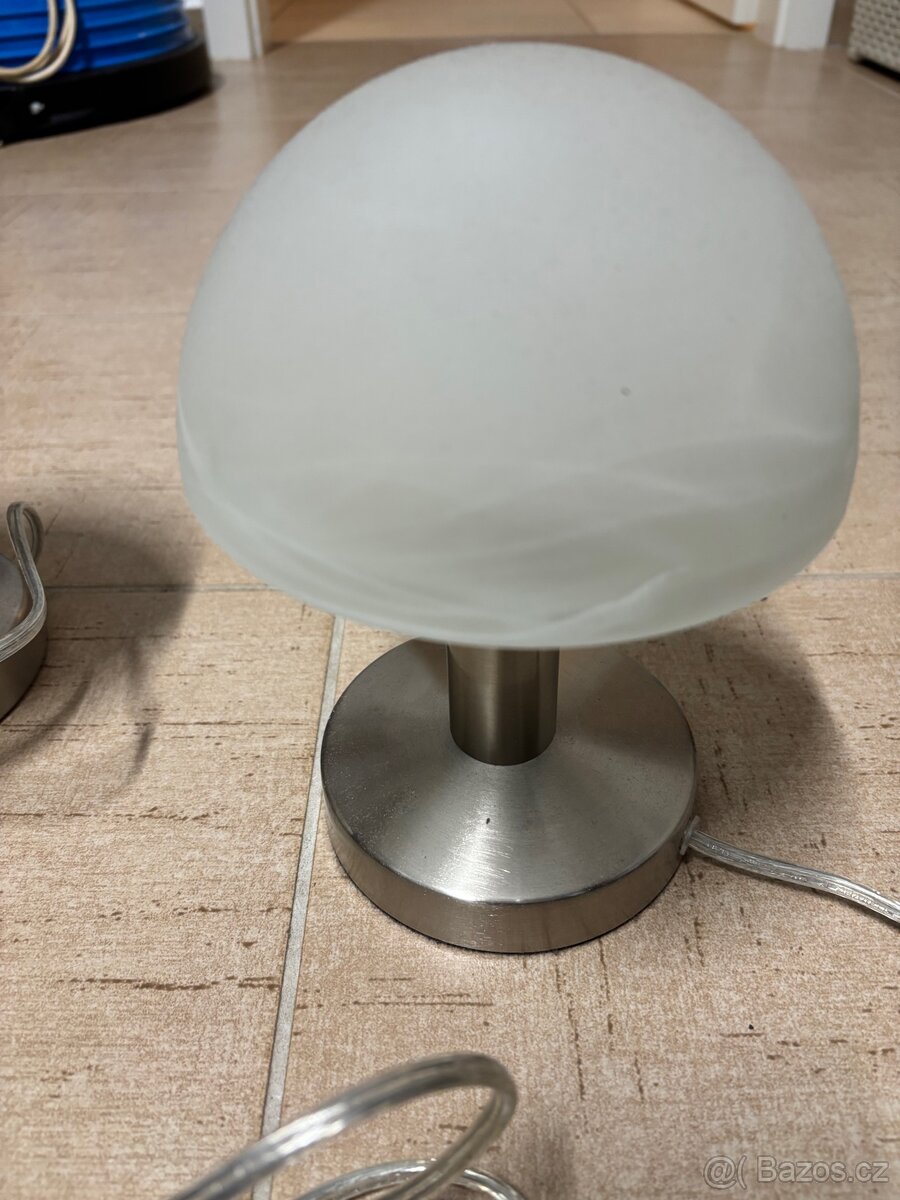 2x malá stolní lampička, nerez a sklo - 3