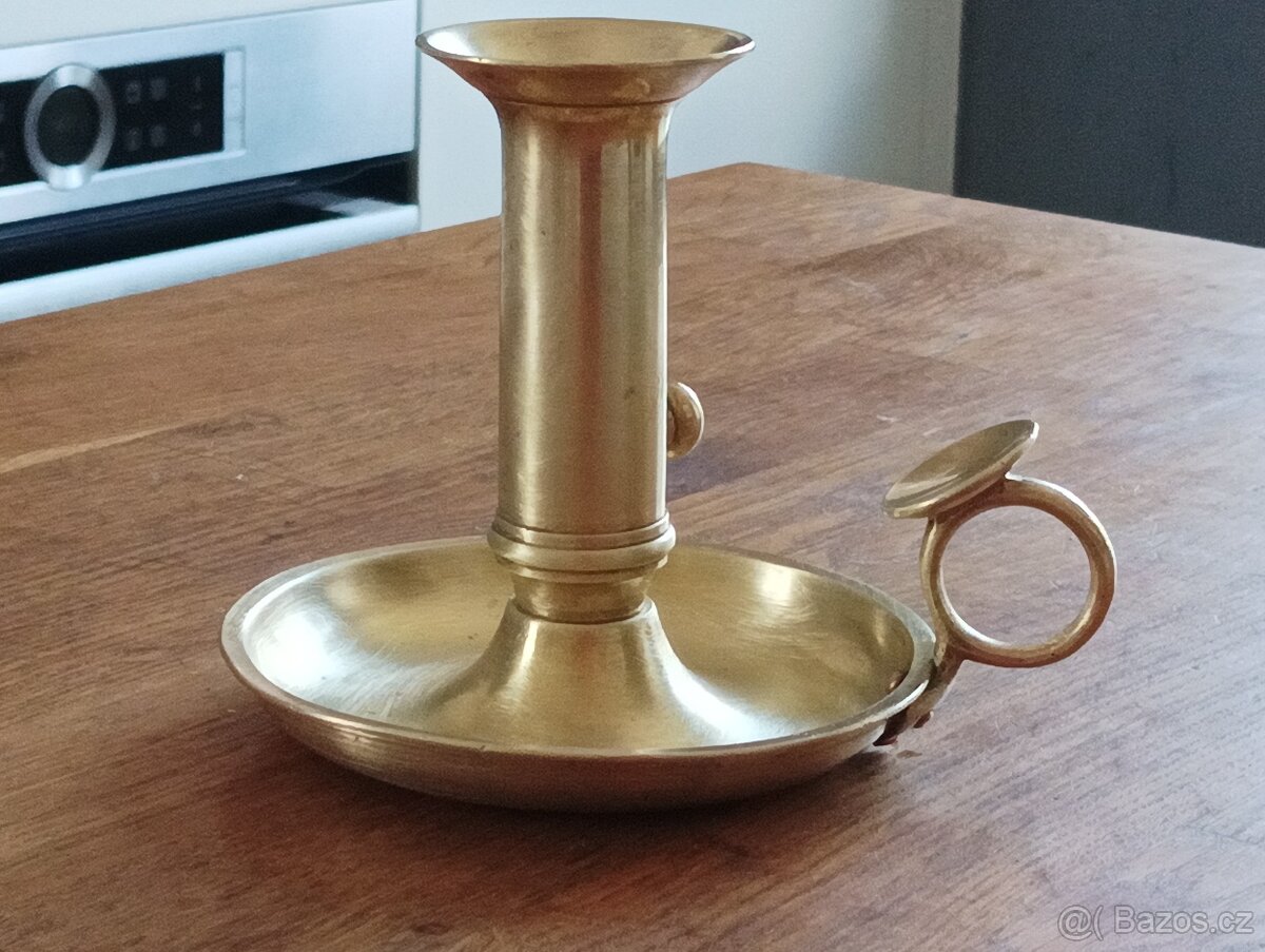 MOSAZNÝ EMPÍROVÝ SVÍCEN BIEDERMEIER Z 19. STOL. FRANCIE - 3