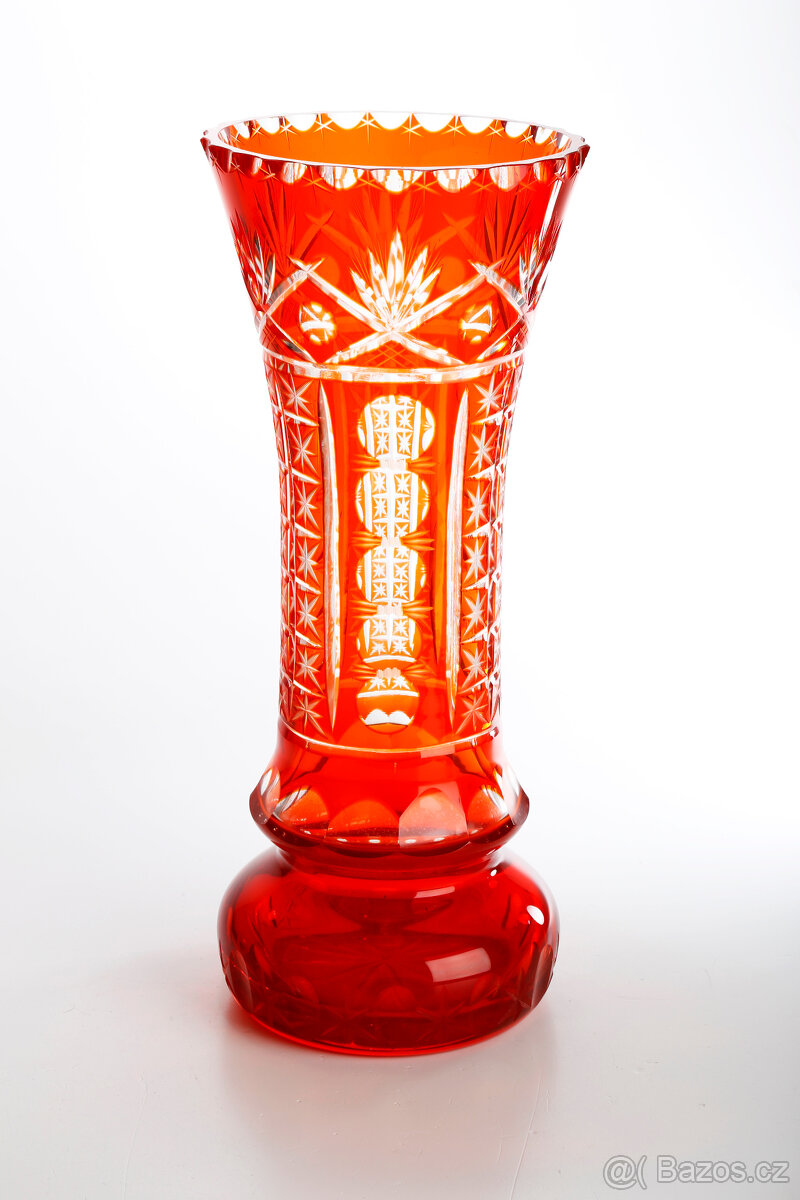 Velká skleněná broušená váza 35cm - 3