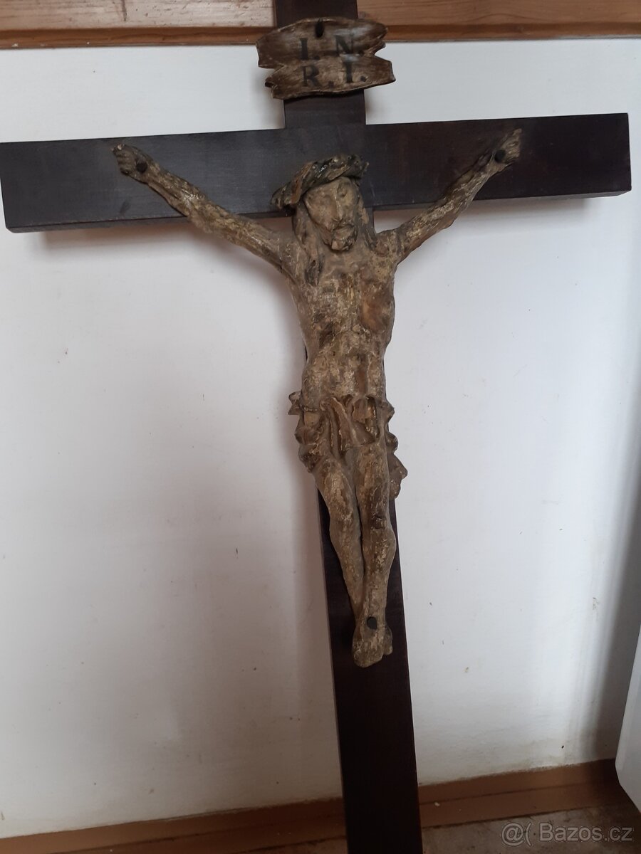 Starožitný obrázek na pověšení, kříž 100 let starý - 3