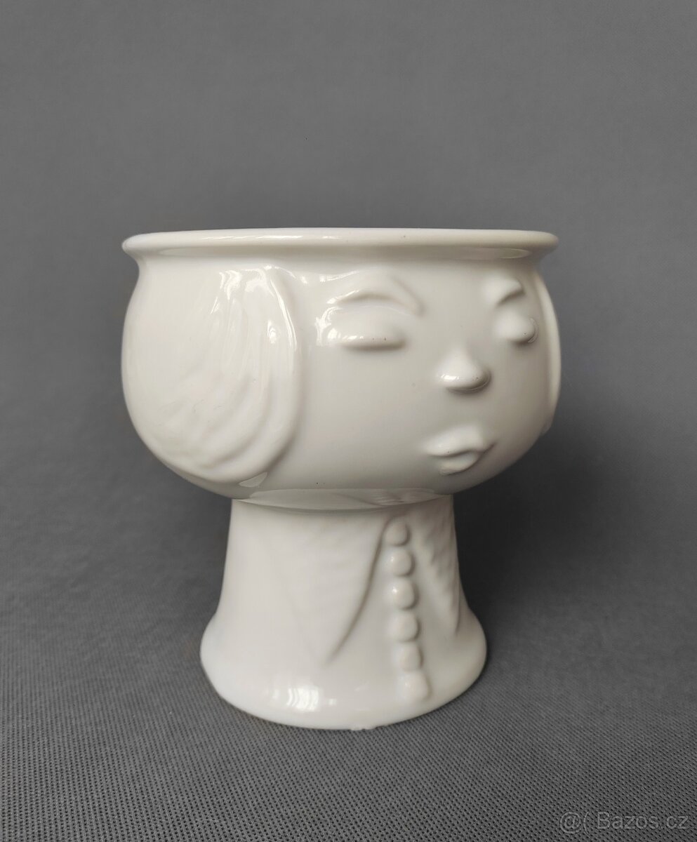 Nádherná keramická váza nebo květináč ve tvaru hlavy - 3