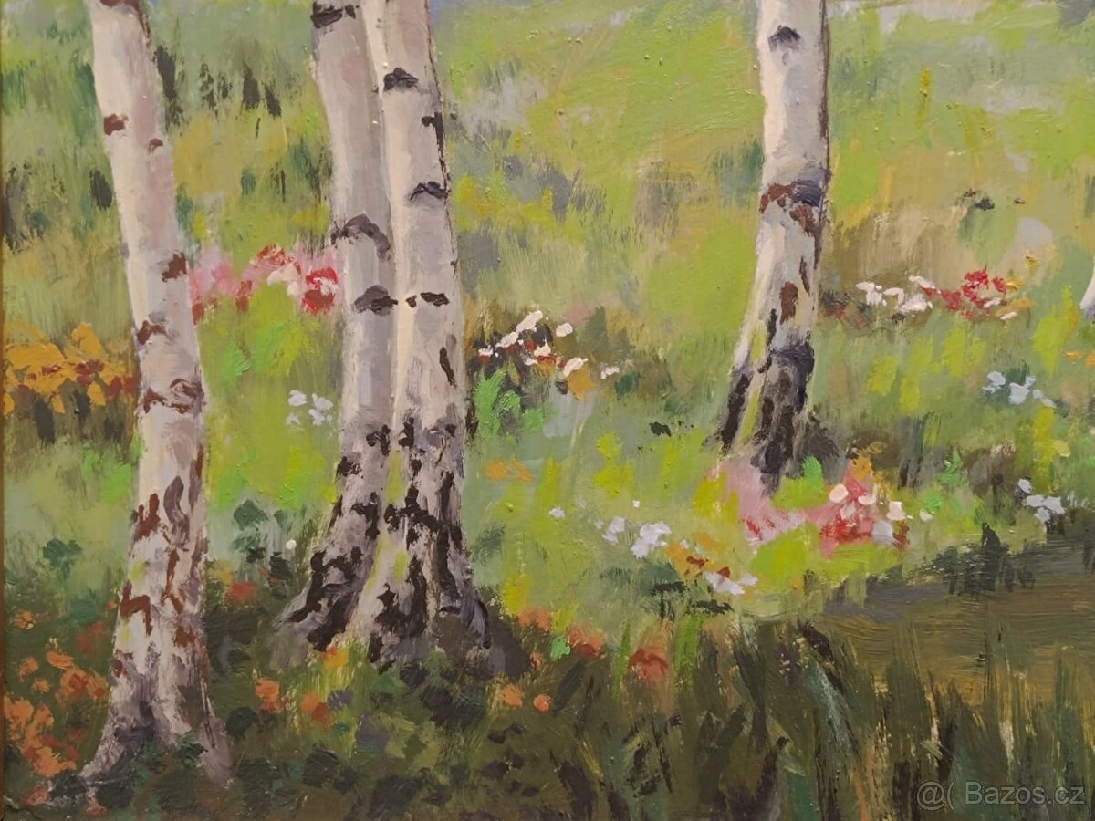 Obraz Jan Dufka, Březový háj 1983, olej 65x85 - 3