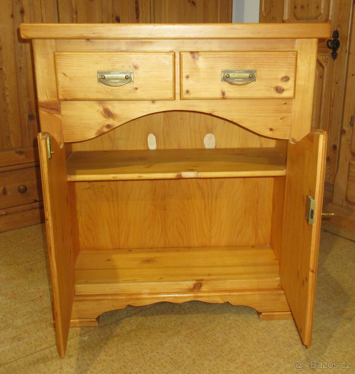 Komoda z borovice se šuplíky - celomasiv - Výborný stav - 3