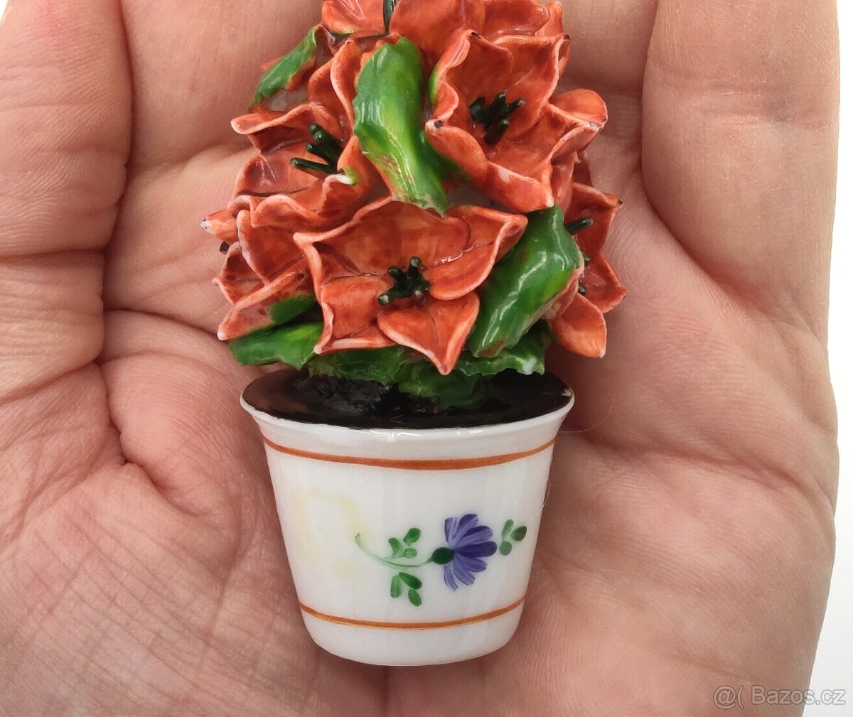 Krásná stará porcelánová kytička 6cm - Velice roztomilá - 3