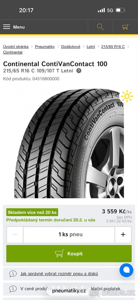 215/65r16C nová letní sada Continental - 3