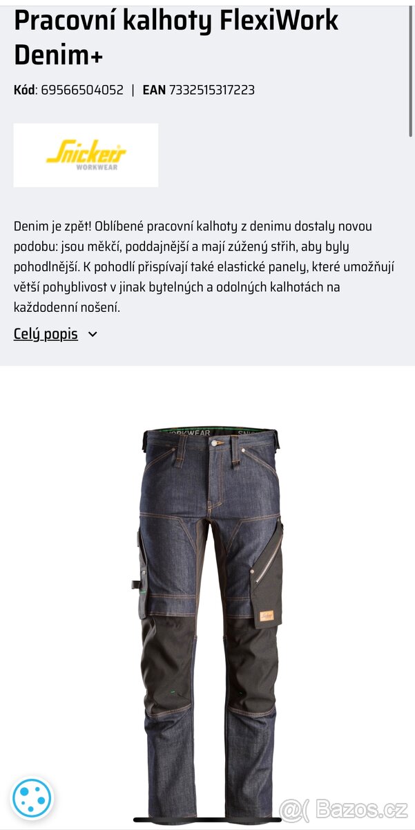 Džínové kalhoty Snickers workwear denim+ - 3