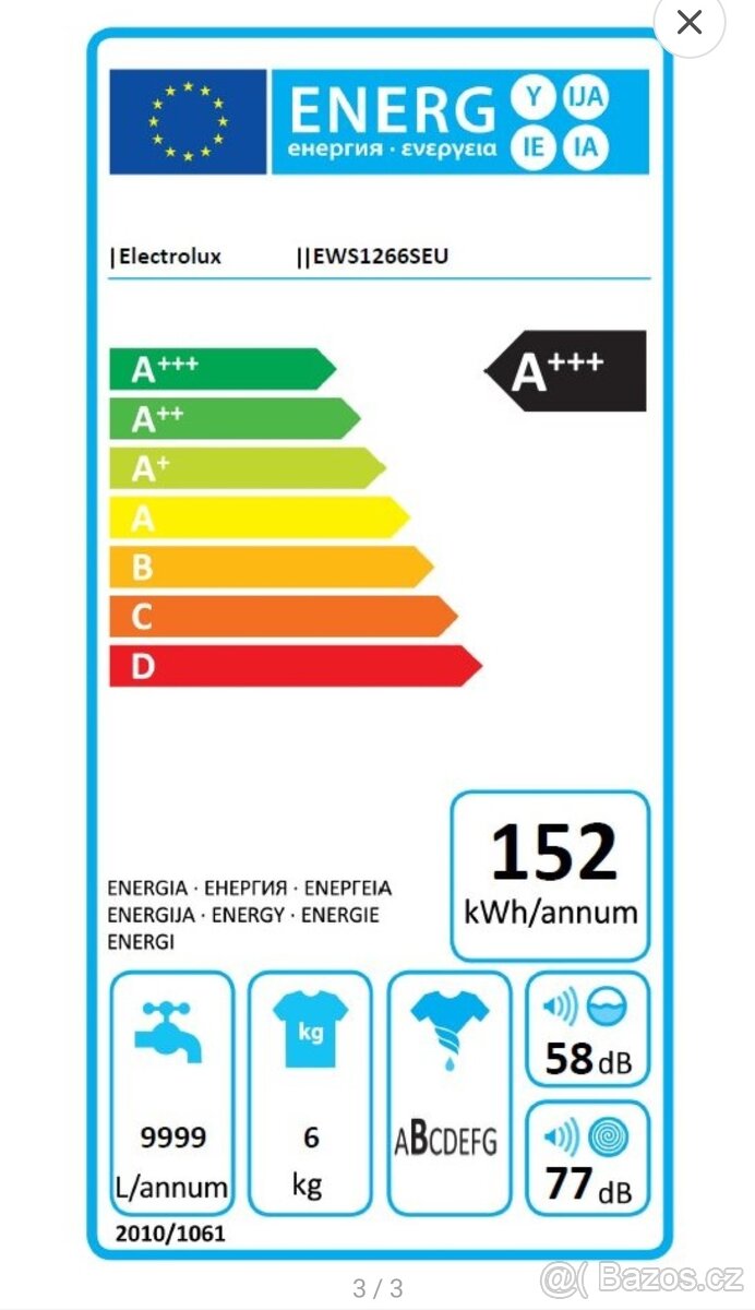 Elektrolux A+++, 6kg, 1200ot. SLIM 38cm, Fuzzy Logic - 3