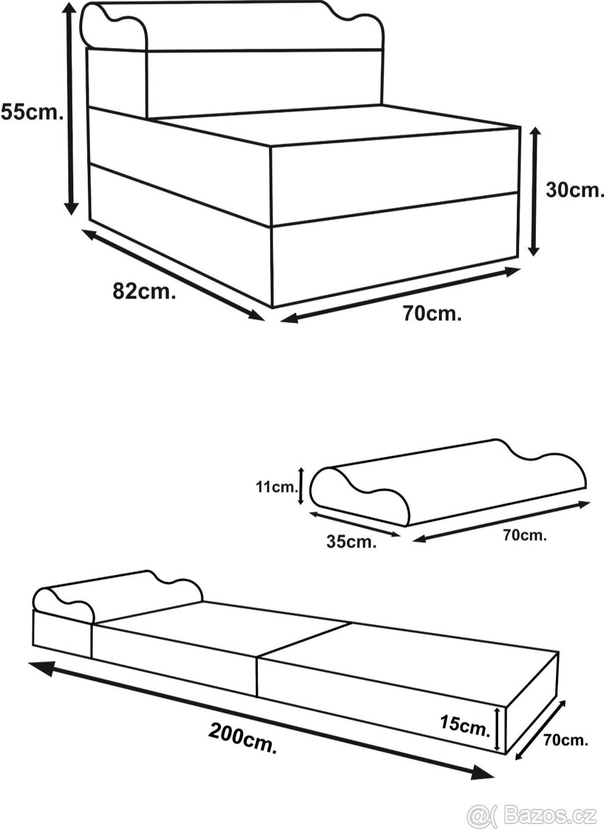 MATRACE SKLÁDACÍ KŘESLO POHOVKA 15 cm - 3