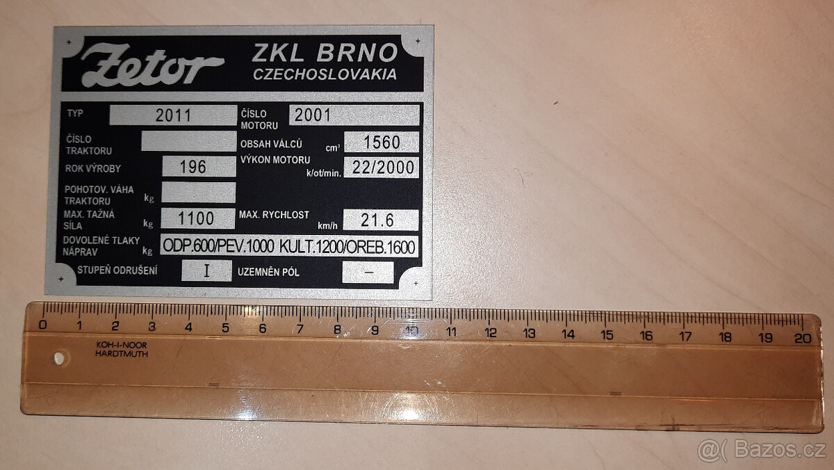 sada štítků Zetor 2011,2511,3011,3511,3545,4011,3017 - 3