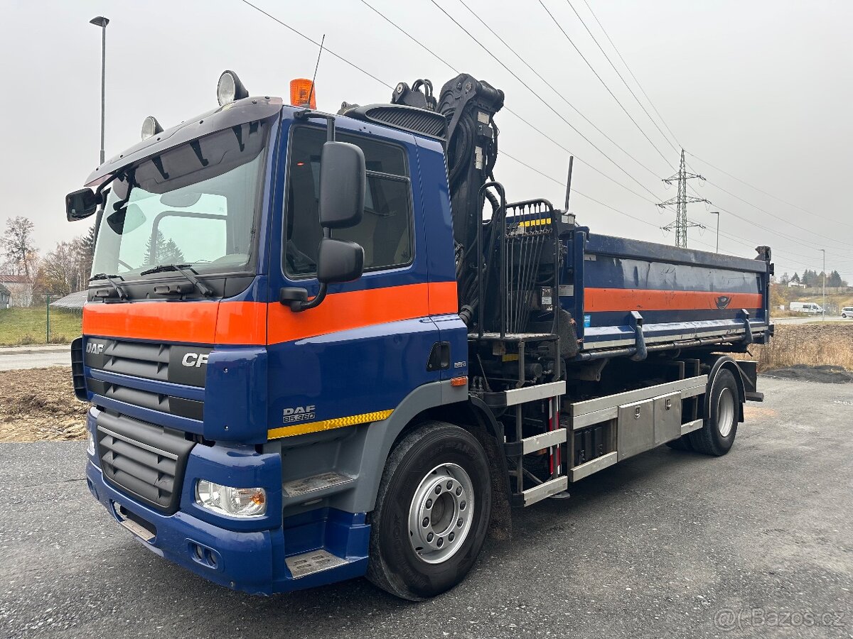DAF CF 85.360 4x2,dvoustranný sklápěč s hydraulickou rukou - 3