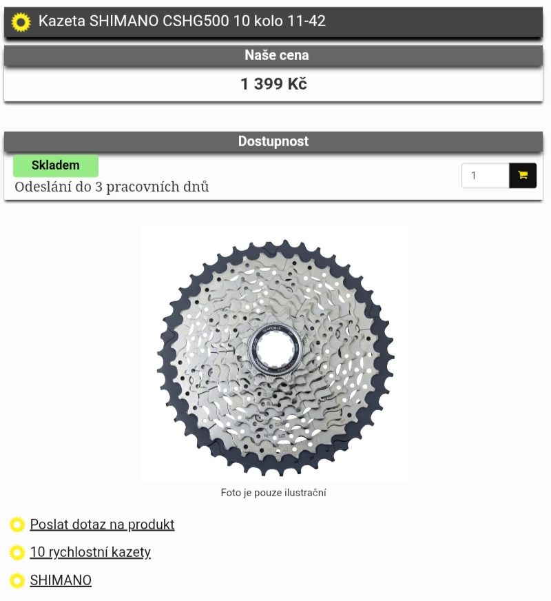 Nová kazeta Shimano 500, 10/11-42, zcela nové zboží - 3