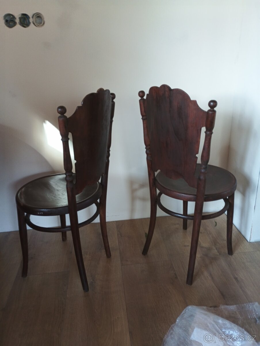 staré židle 2 ks thonet s motivem čerta - 3