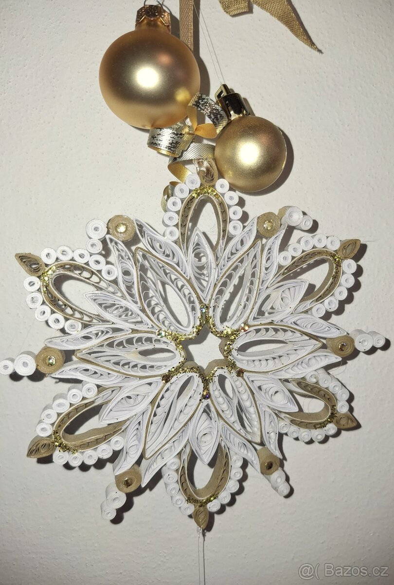 Věnec Vánoční bílo-zlatý - 3