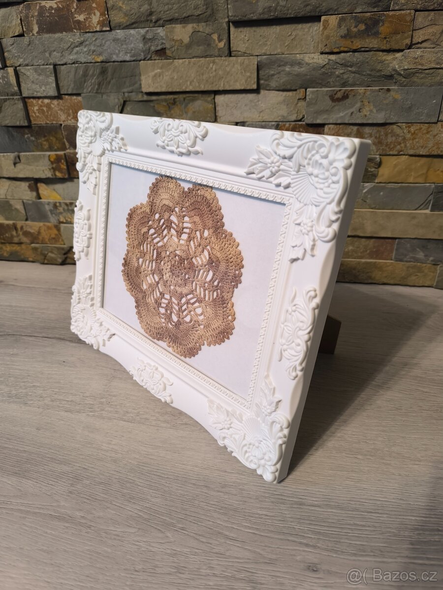 Originální ručně háčkovaný obraz – stylová dekorace - 3