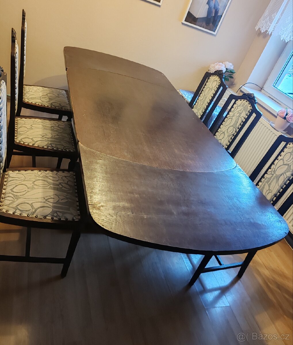 Jídelní stůl ze dřevěného masivu s 6 židlemi - 3
