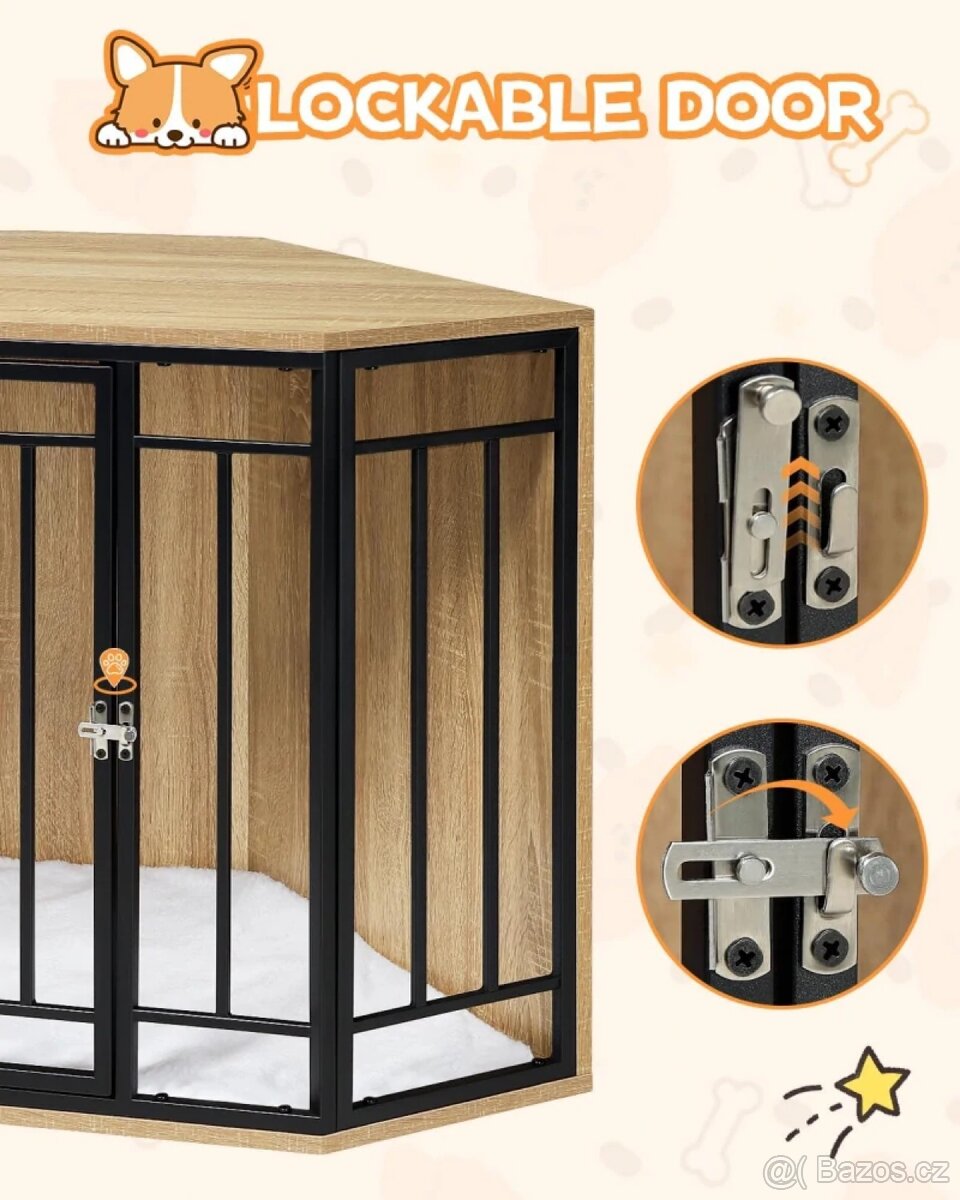 EUGAD Rohová klec pro psa do domu - 3