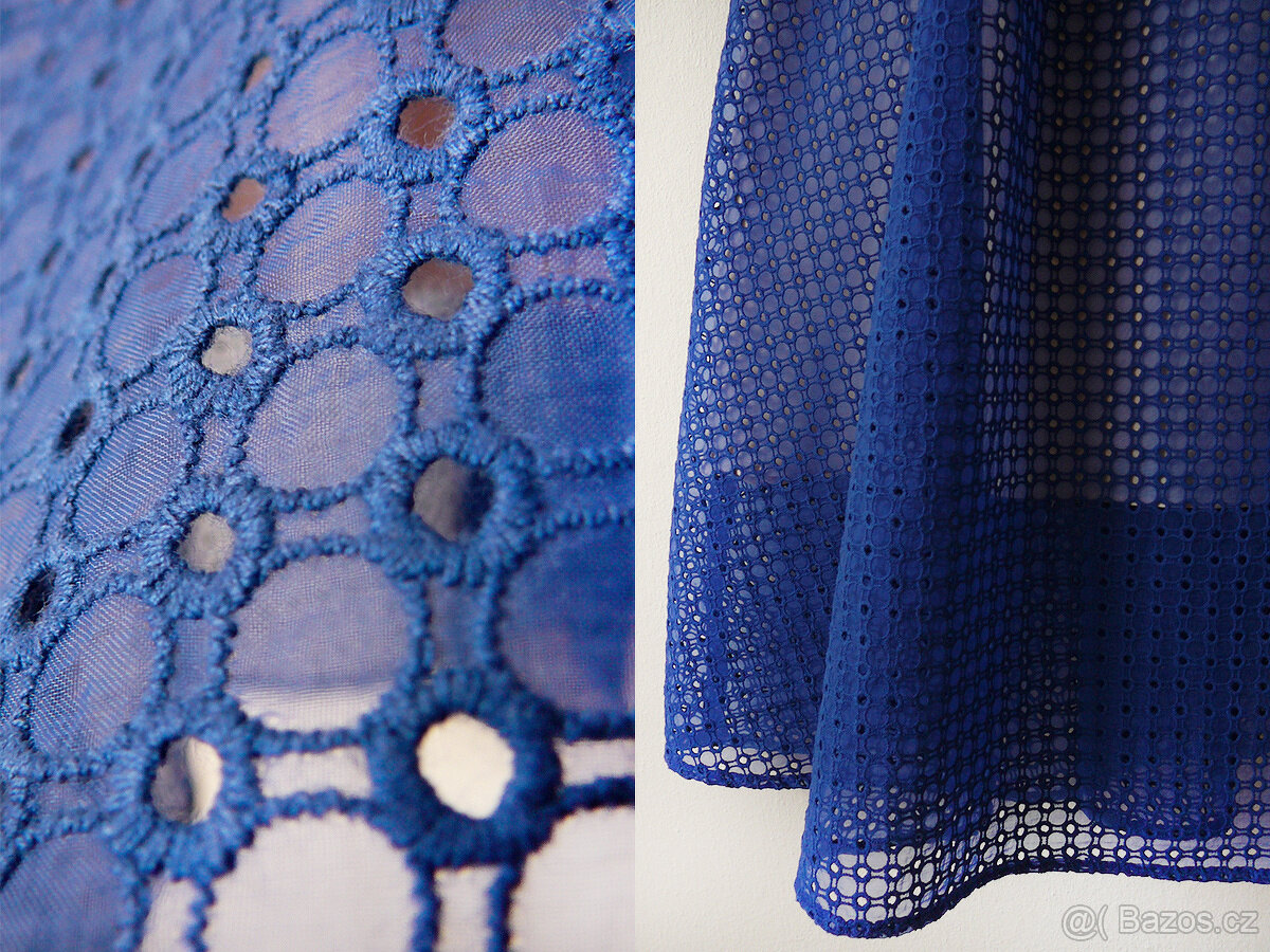 Modré bavlněné šaty s kapsami, UK12/40/L - 3