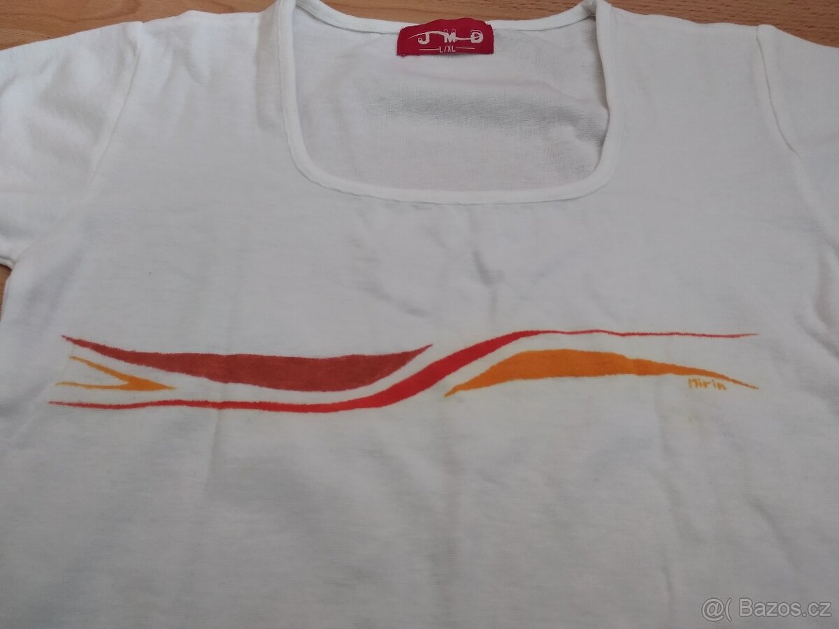 Ručně malované tričko dámské bílé L/XL - 3