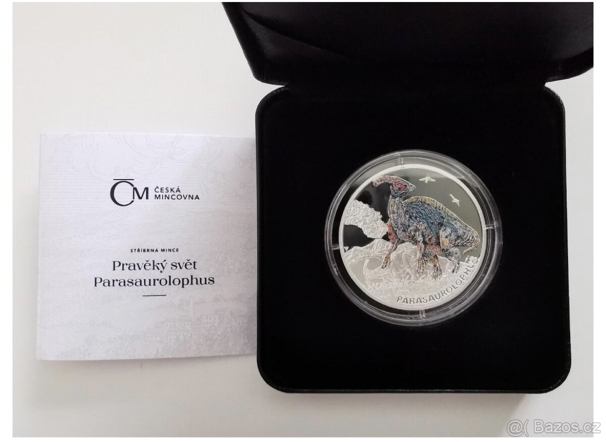 Stříbrná mince Pravěký svět - Parasaurolophus proof - 3