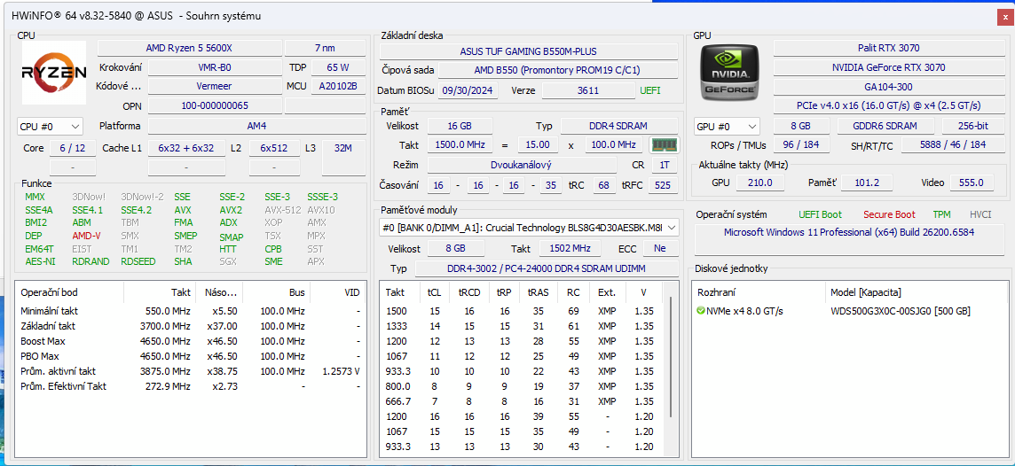 Herní / pracovní PC – Ryzen 5 5600X | RTX 3070 | 16GB RAM - 3